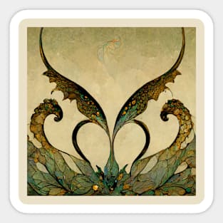 Sleeping Dragons, Art Nouveau style Sticker